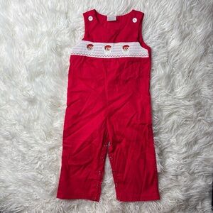 Red Christmas Santa boys romper Overalls size 6-12 months
